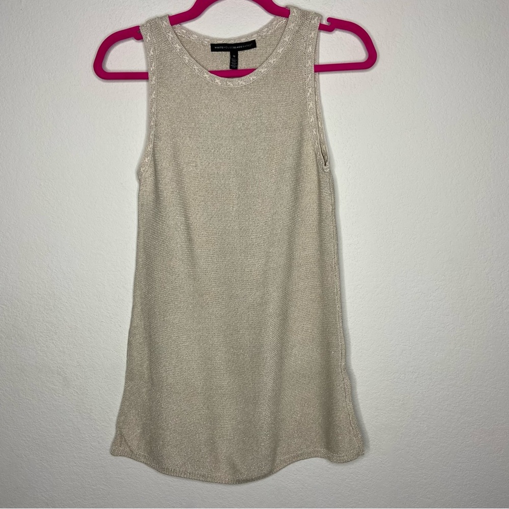 White House Black Market Gold Metallic Knit Tunic Size M